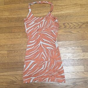 Marciano Orange and Cream zebra patterned mini dress